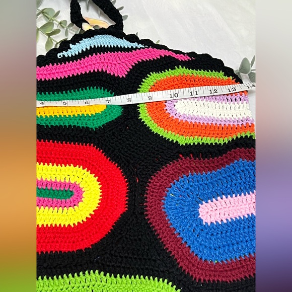 Akira Multicolored Crochet Sweeter Than Honey Halter Neck Mini Dress Cotton M - Picture 8 of 9